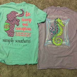 2 Simply Southern tshirts both size L YOUTH